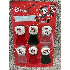 Disney 6 Pack Magnetic Bag Chip Clips Mickey Minnie Pluto Christmas Kitchen New